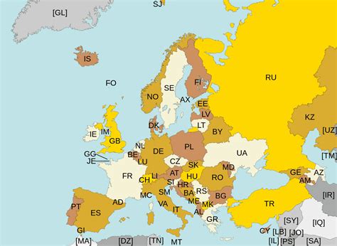 europese landcodes